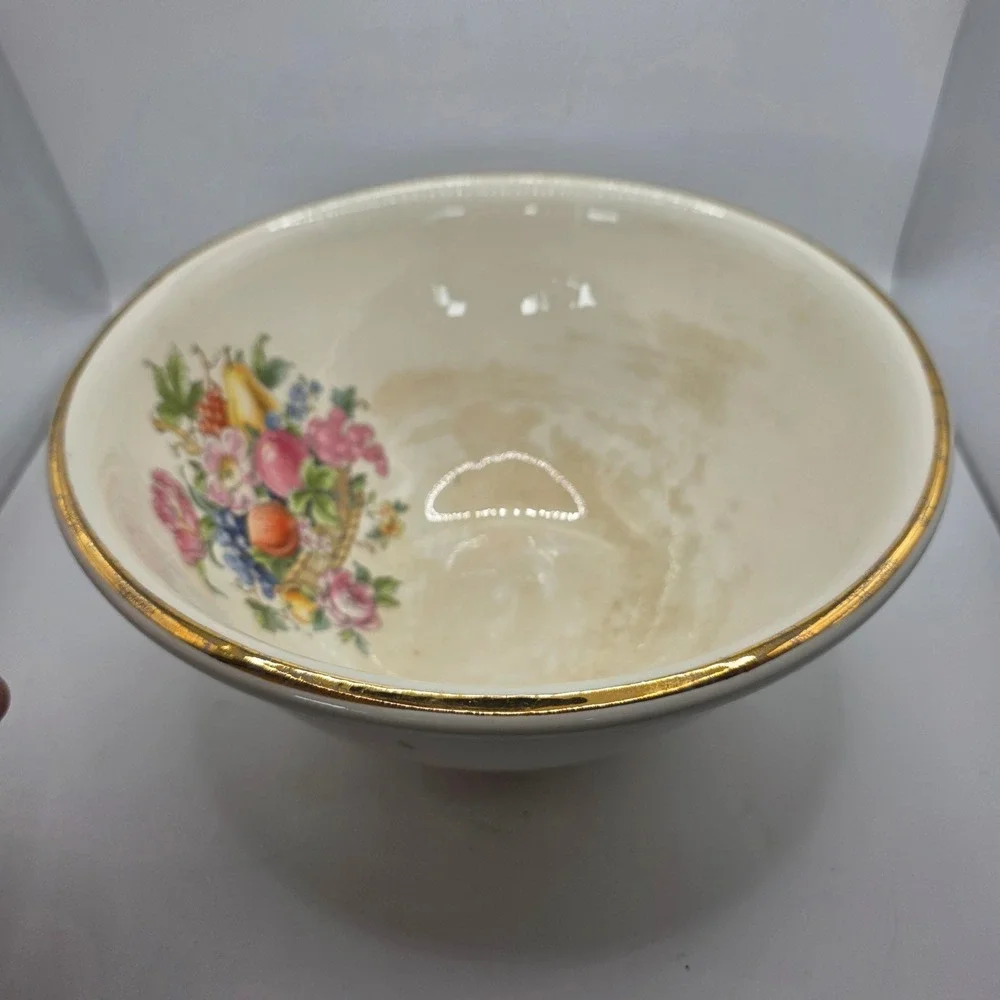 Vintage Bakerite Fruit Basket Serving Bowls Lot of 2 22K Gold Rim USA 1940s
